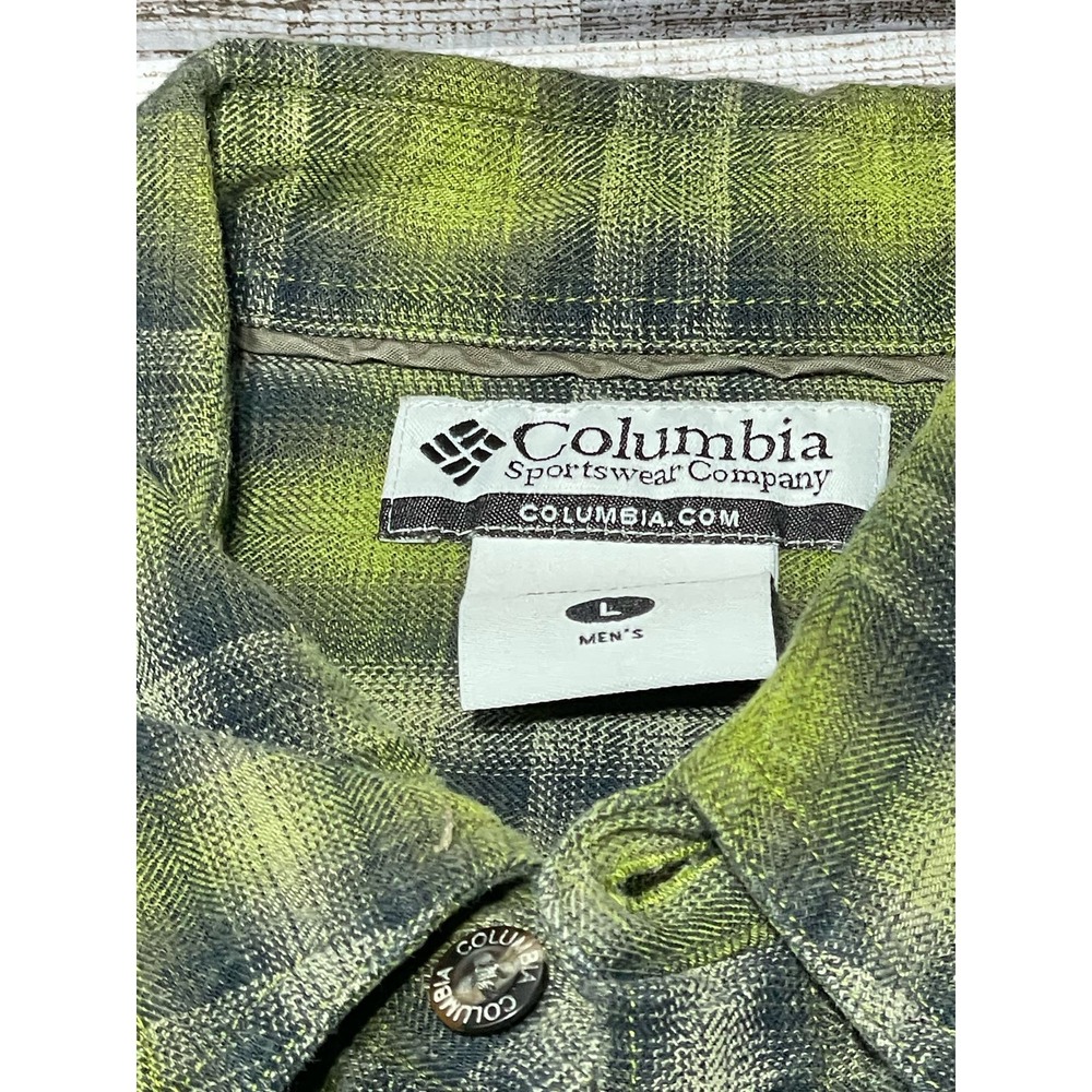 Columbia Men's Long Sleeve Button Down Green Blue Size L - Picture 4 of 5